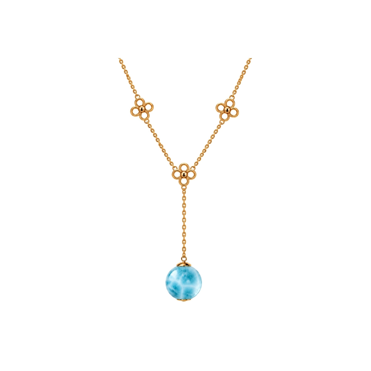 LARIMAR TRIPLE FIORE BEVELED NECKLACE