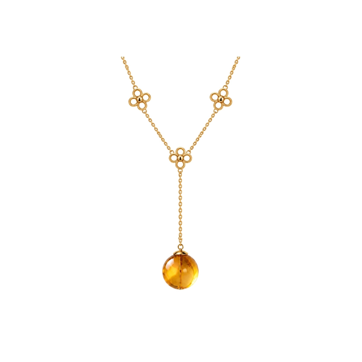 AMBER TRIPLE FIORE BEVELED NECKLACE