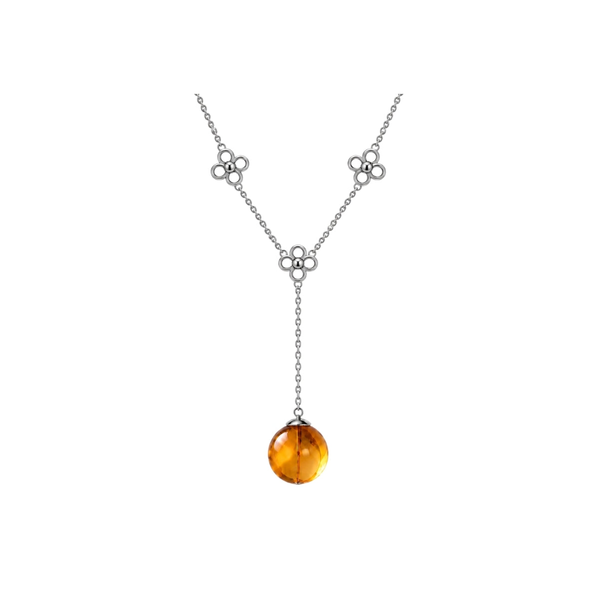 AMBER TRIPLE FIORE BEVELED NECKLACE